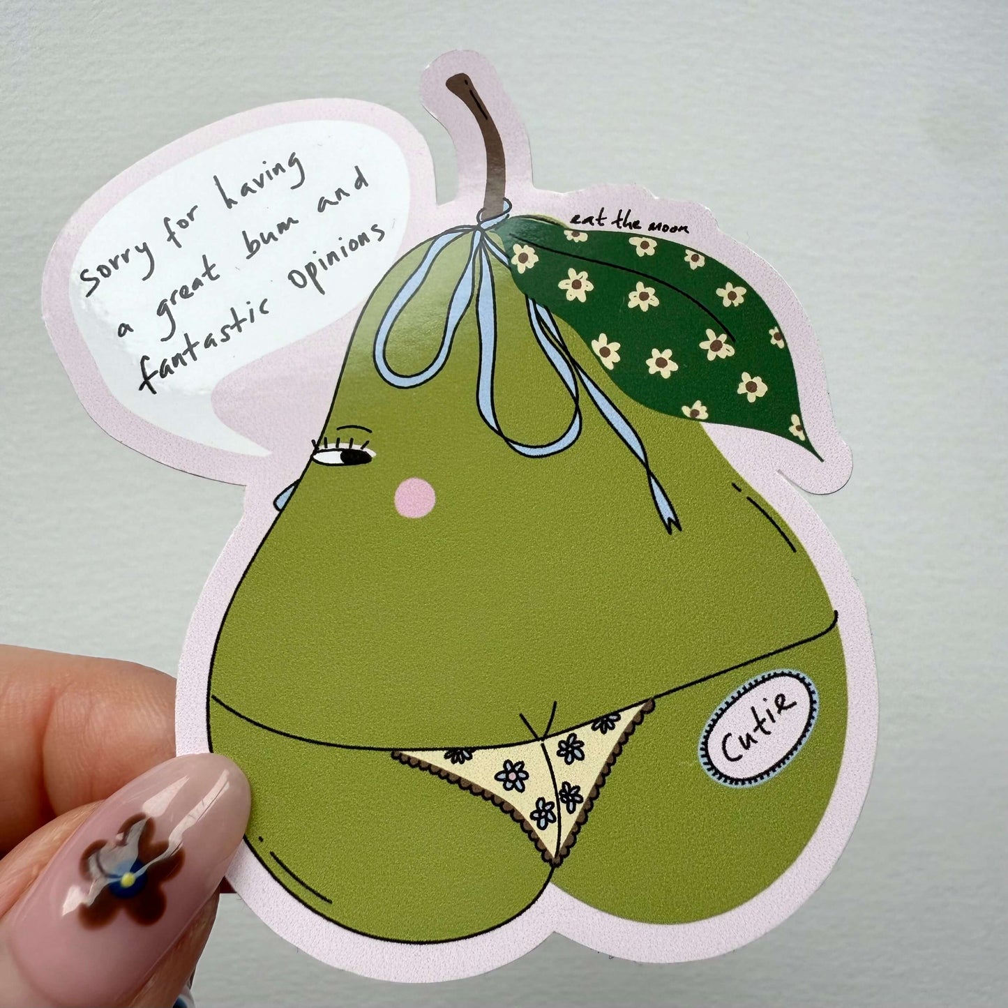 Opinionated pear gloss vinyl sticker // sold out
