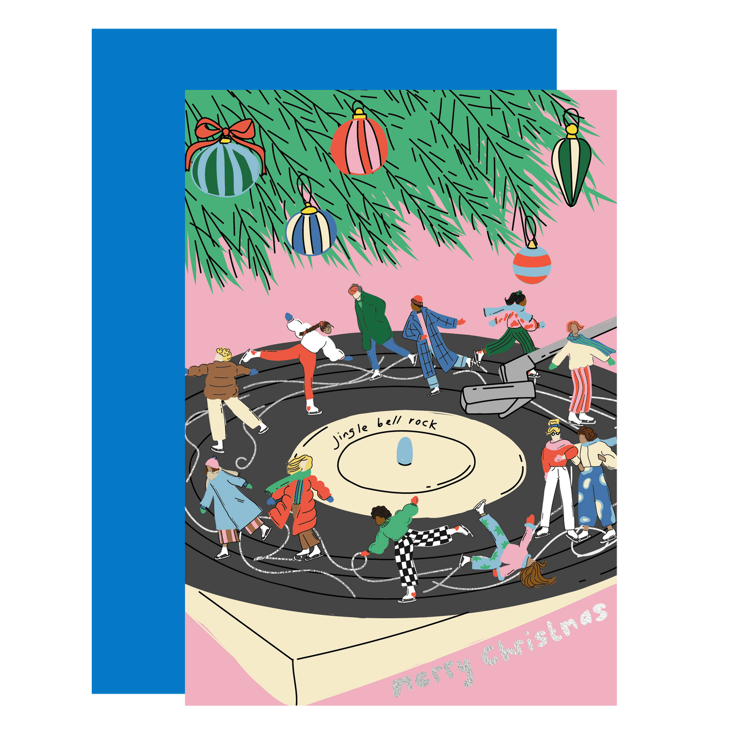 Jingle bell rock foil Christmas card