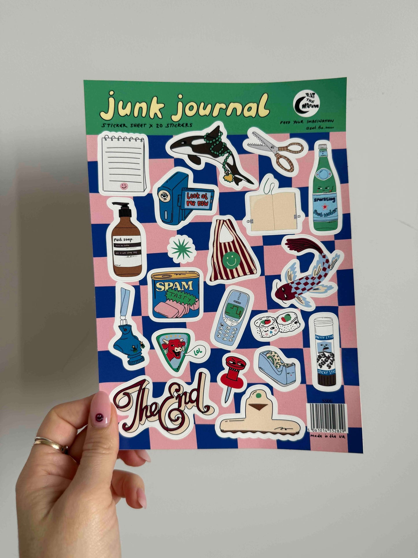 A5 junk journal sticker sheet - 20 stickers