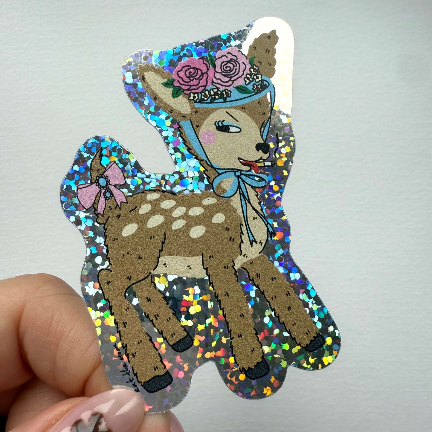 Little Deer glitter vinyl sticker