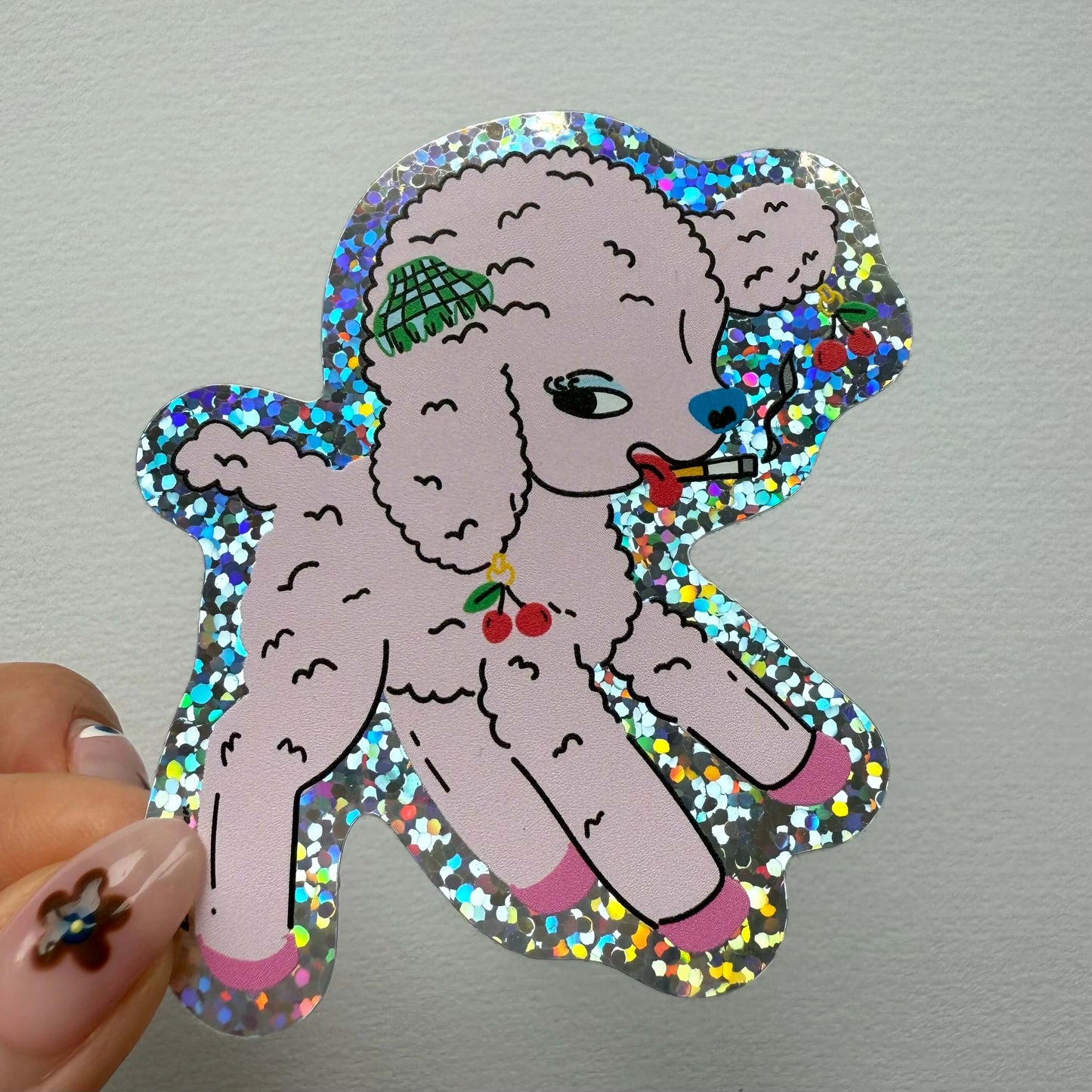 Little lamb glitter vinyl sticker