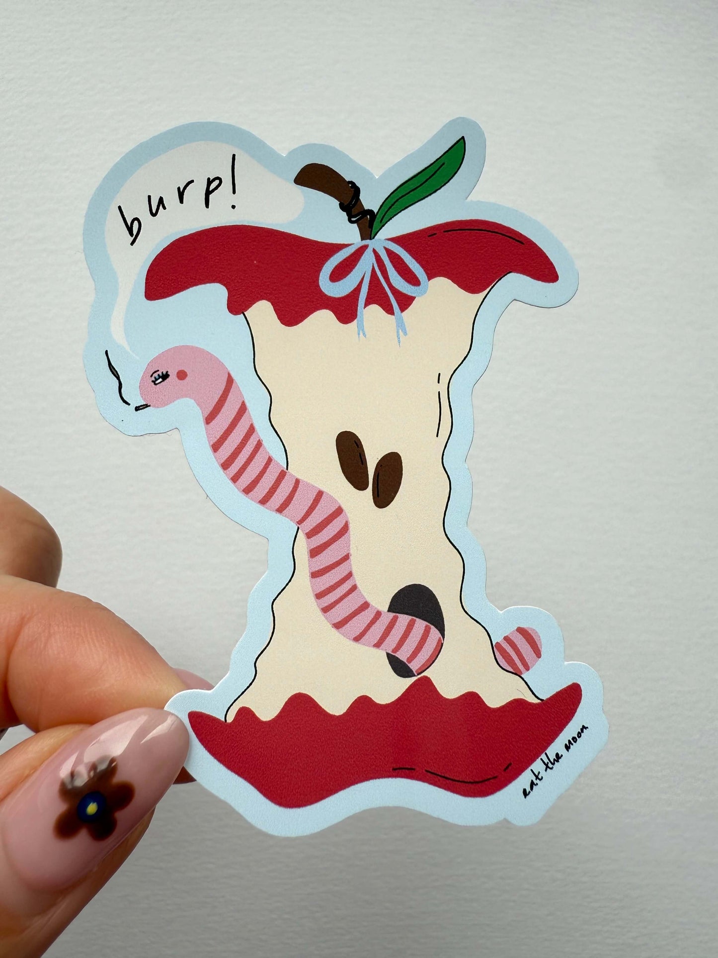 Wormy gloss vinyl sticker