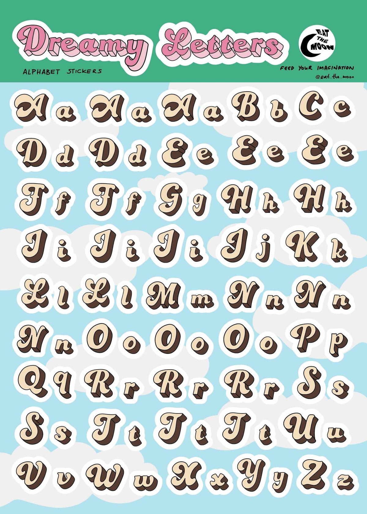 3 sheets x A5 Alphabet stickers