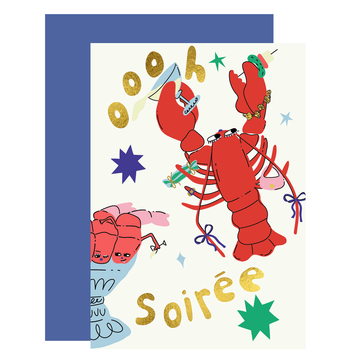 Oooh soirée gold foil Christmas card