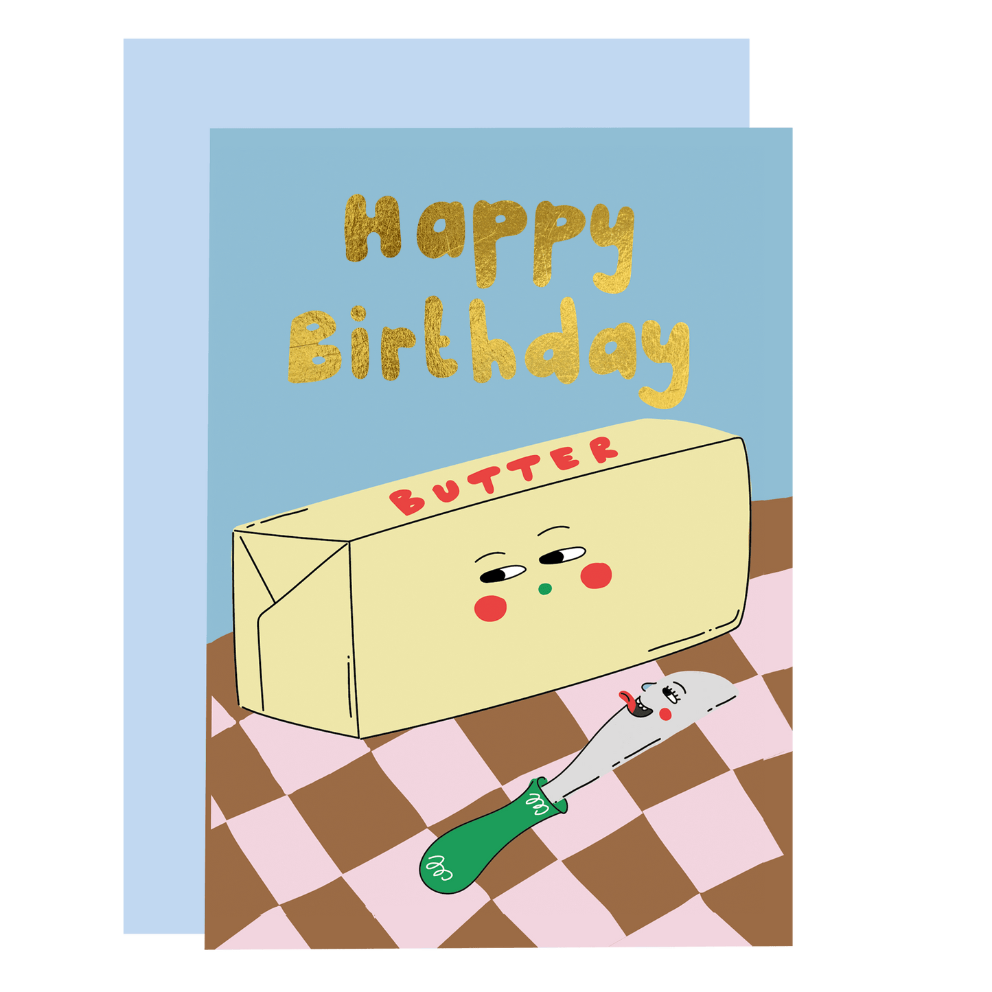 Butter me up birthday card gold foil