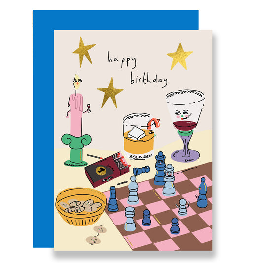 Chess party birthday card