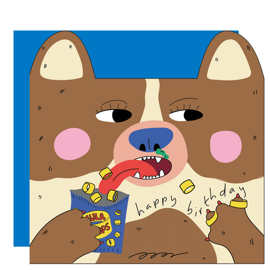 Doggy eating hula hoops - Kids card
