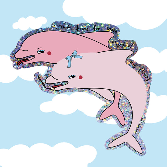Dolphin pals glitter vinyl sticker