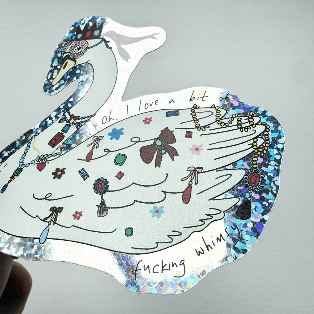 Swan glitter vinyl sticker//sold out