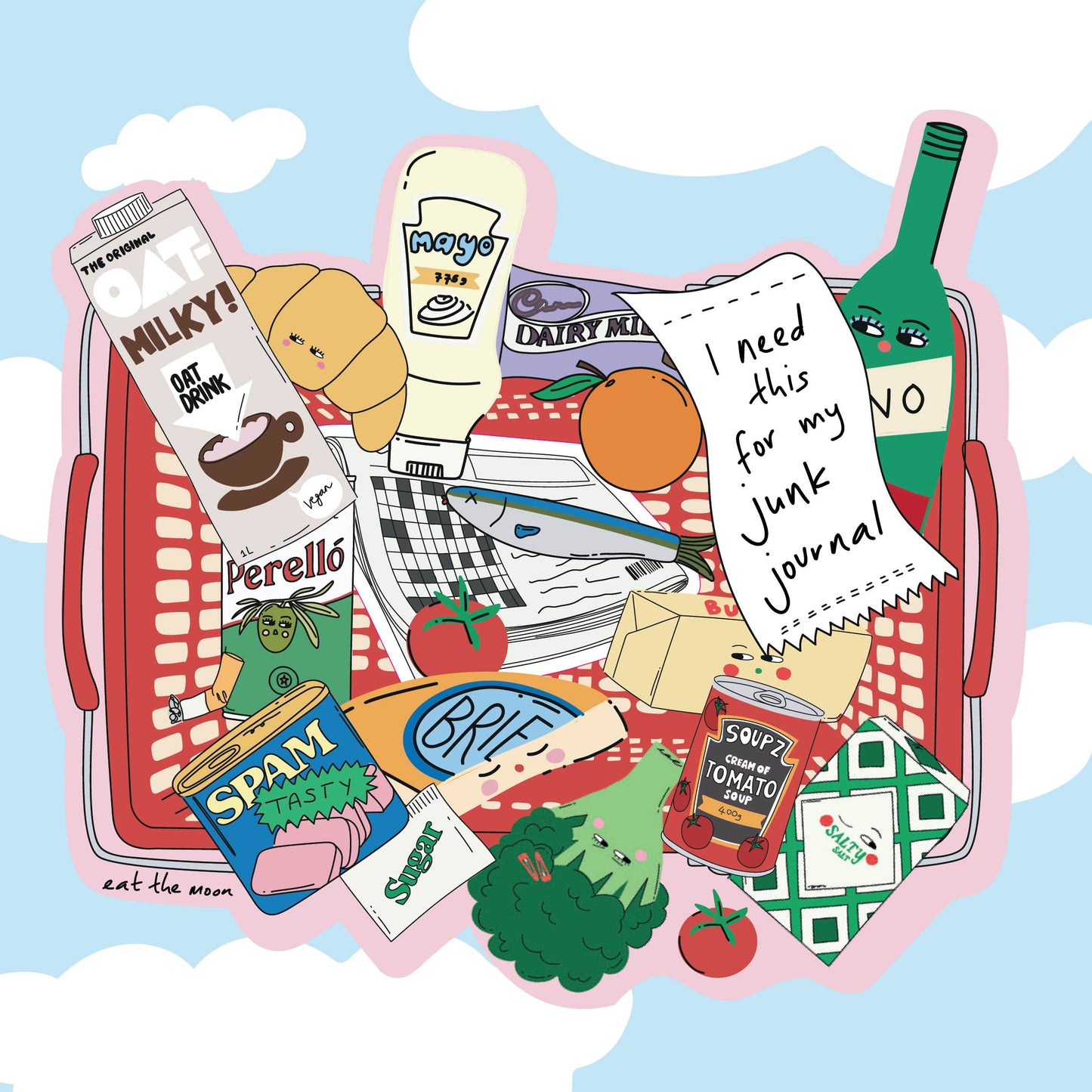 Grocery basket gloss vinyl sticker//sold out