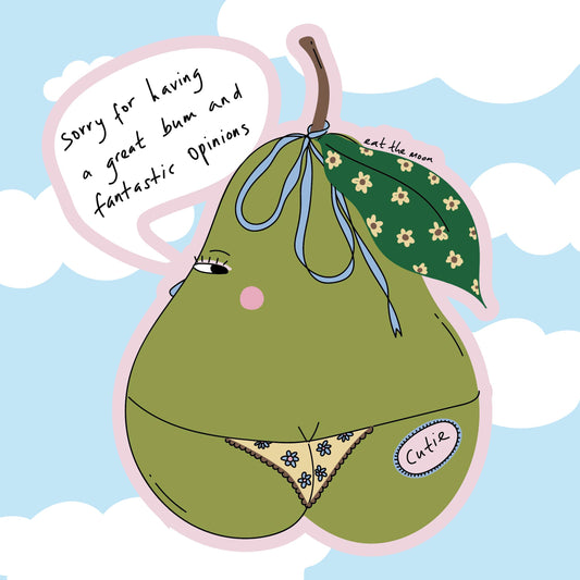 Opinionated pear gloss vinyl sticker // sold out