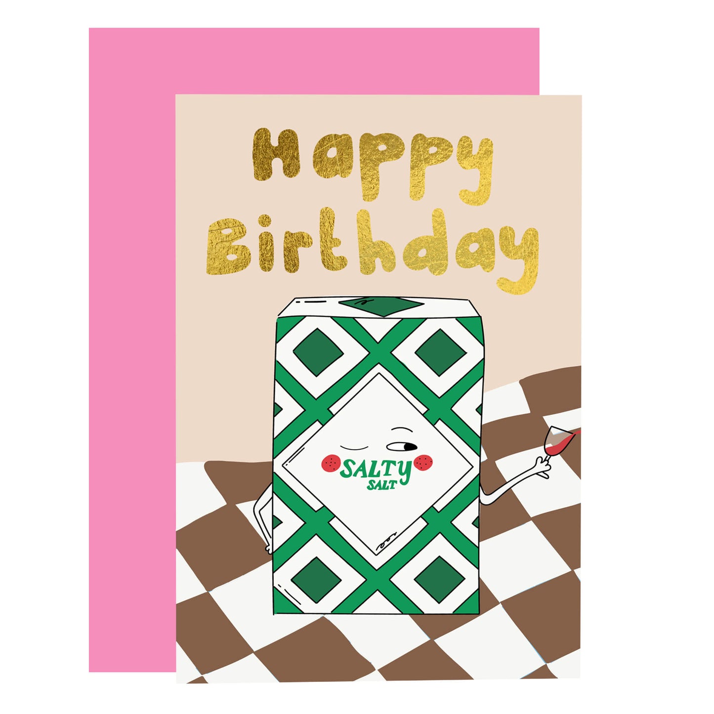 Salty salt birthday card gold foil