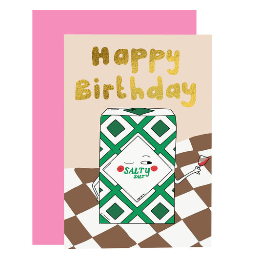 Salty salt birthday card gold foil