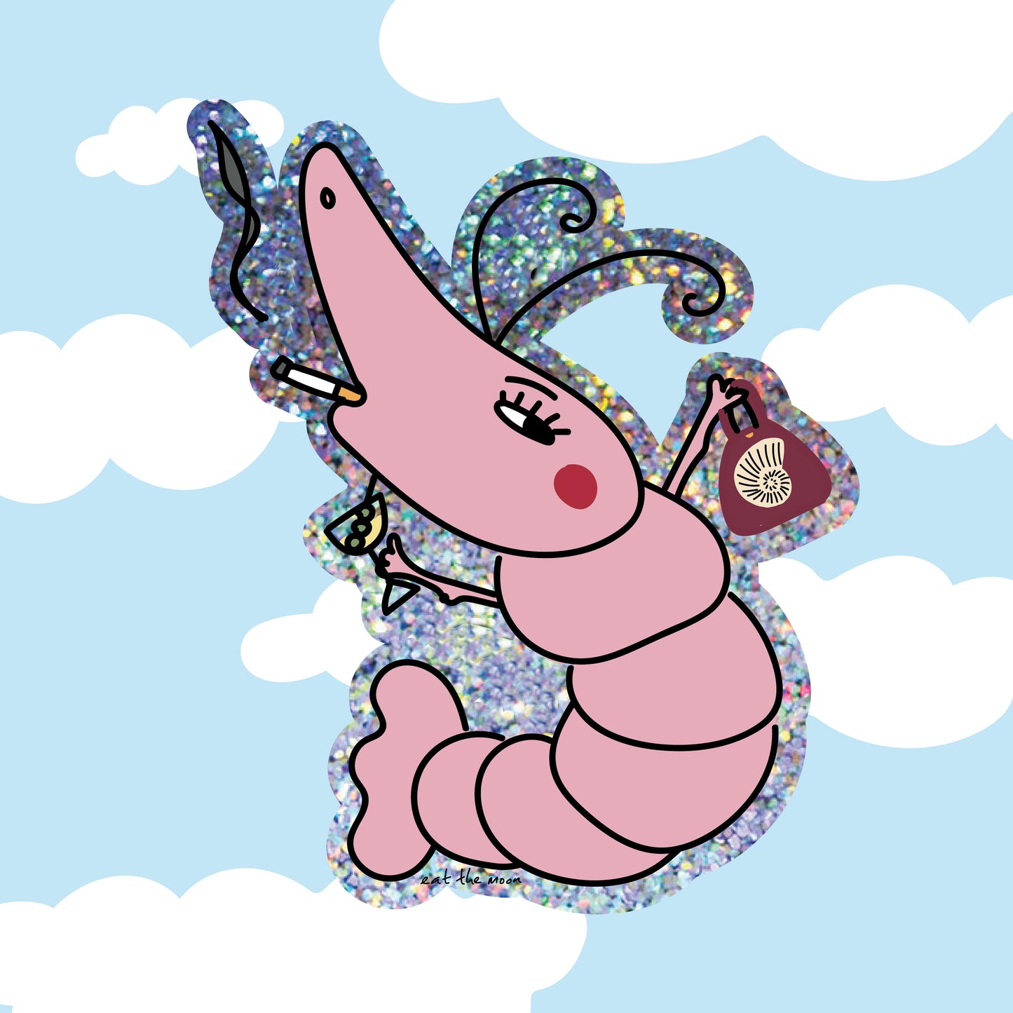 Shrimpy glitter vinyl sticker