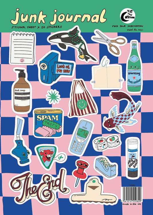 The junk journal sticker sheet - 20 stickers