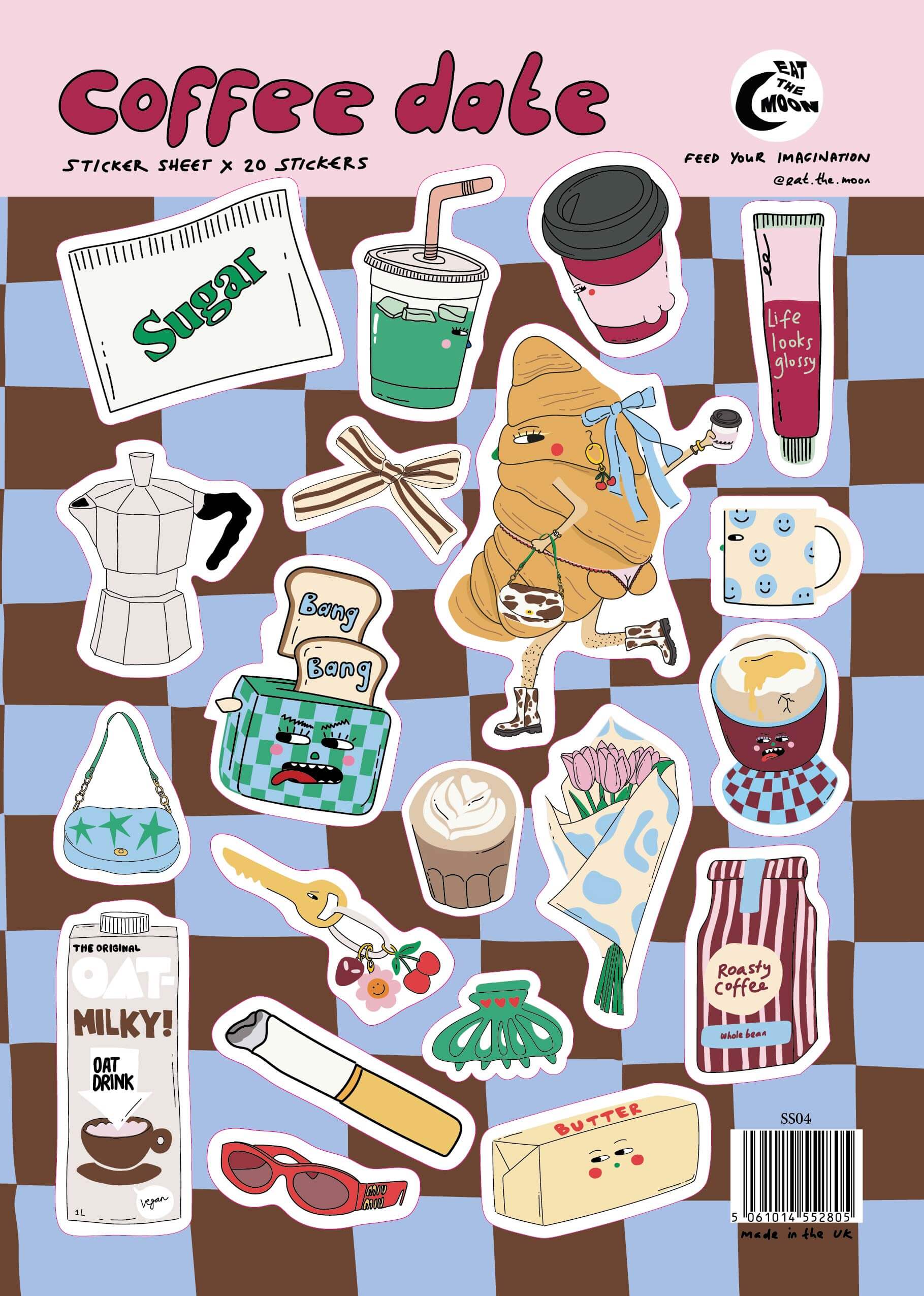 A5 Coffee date sticker sheet - 20 stickers – Eat the Moon