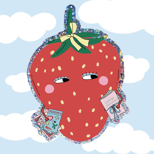 Strawberry girly glitter vinyl sticker //sold out