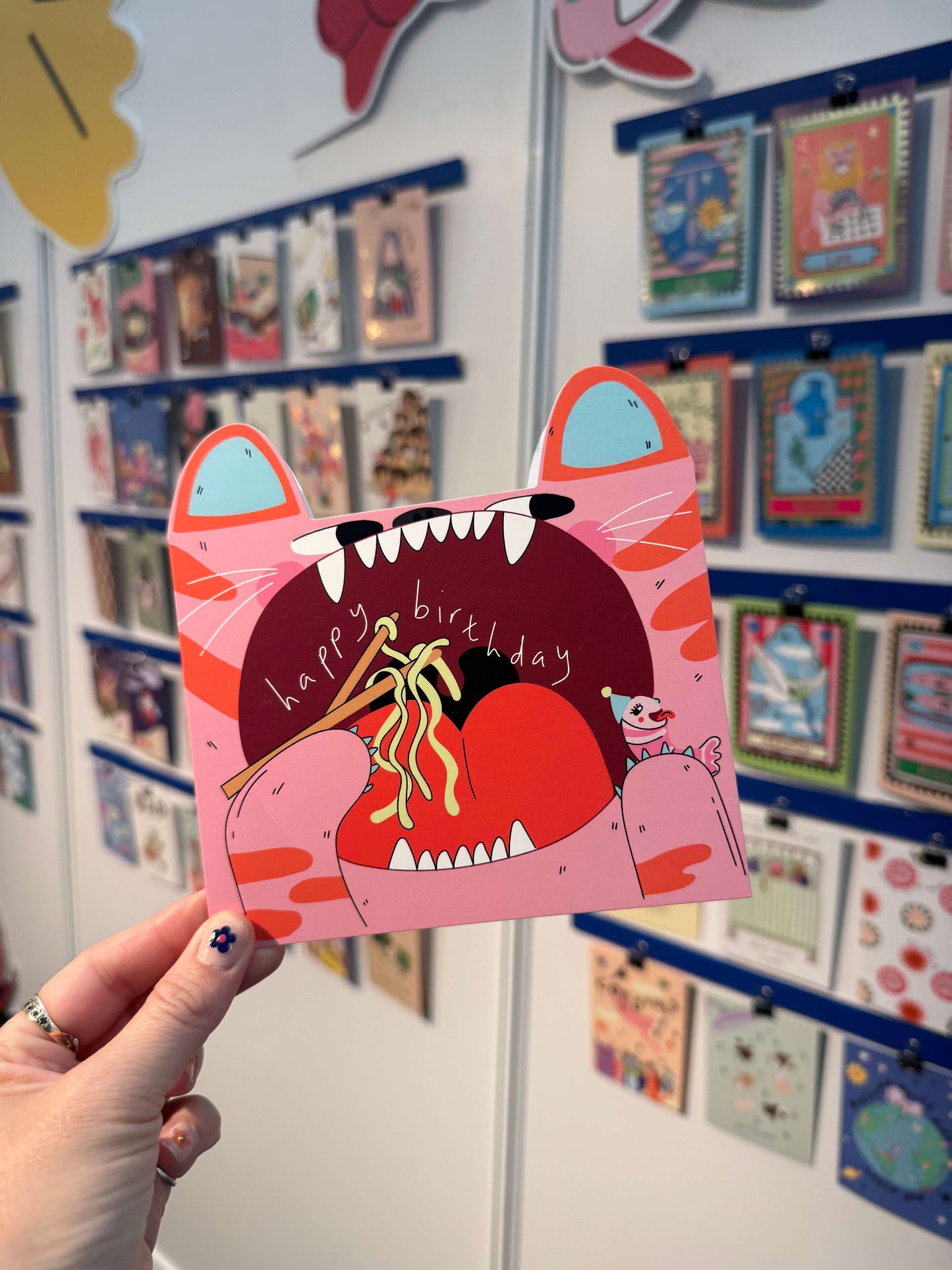 Tiger eating noodles - Kids card