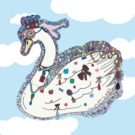 Swan glitter vinyl sticker//sold out