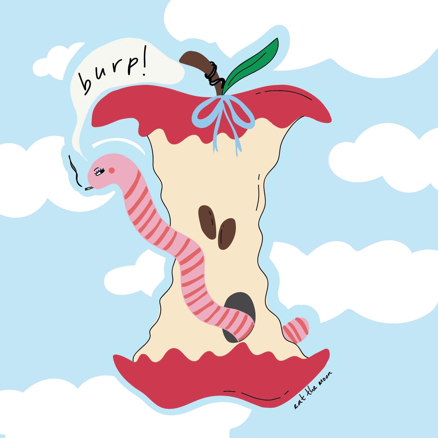Wormy gloss vinyl sticker