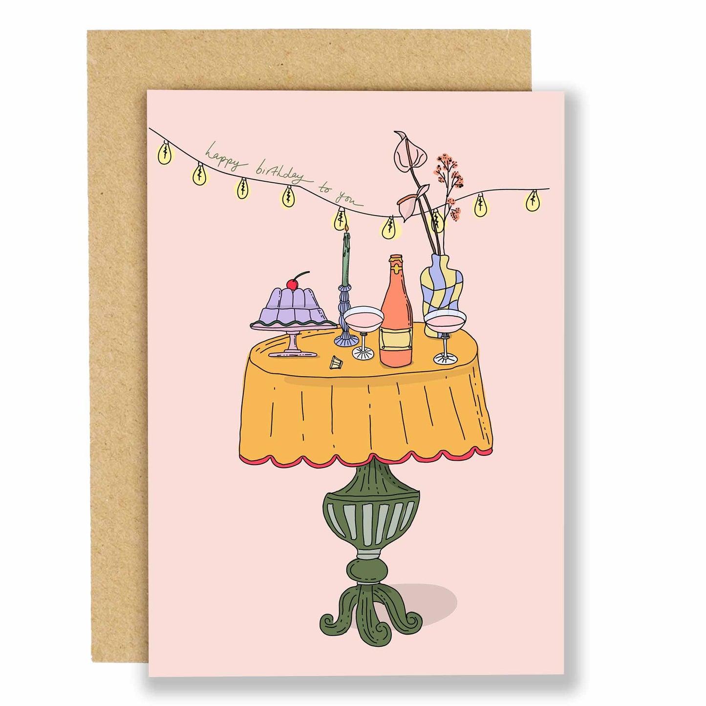 stylish hand illustrated birthday card