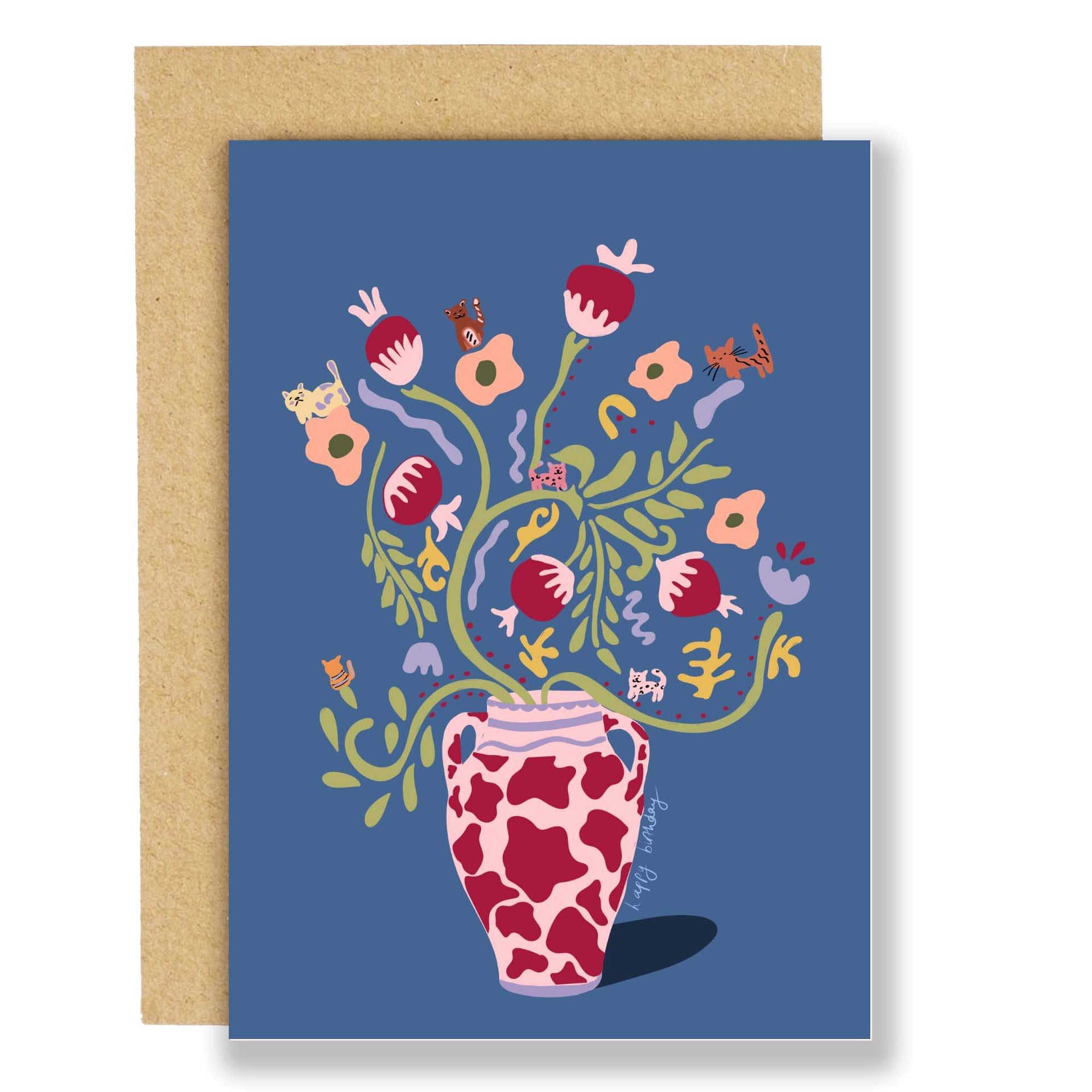 Cat bouquet birthday card